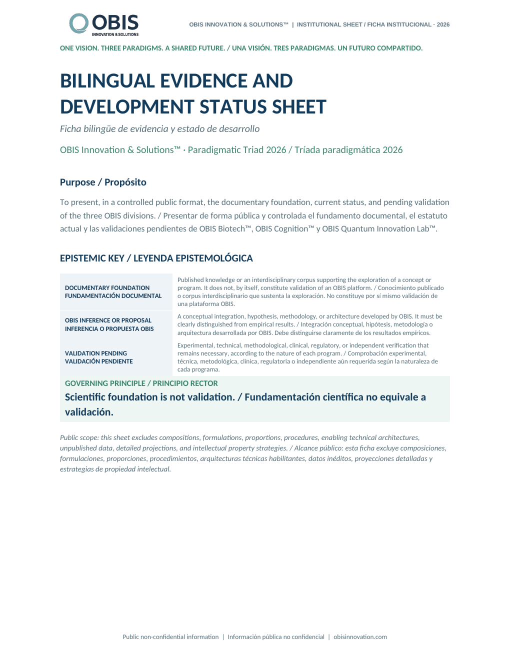 Preview of the OBIS 2026 bilingual Evidence and Development Status Sheet for the Triad